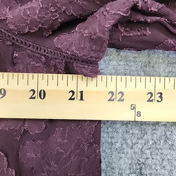 J Jill Top Womens Medium Purple Ventana Jacquard Popover Blouse Casual Boho Chic - Picture 5 of 15